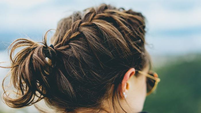 woman with hair in updo