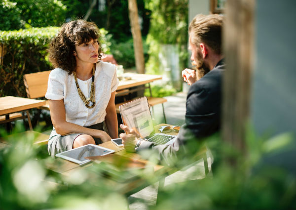 grey rock method man and woman talking