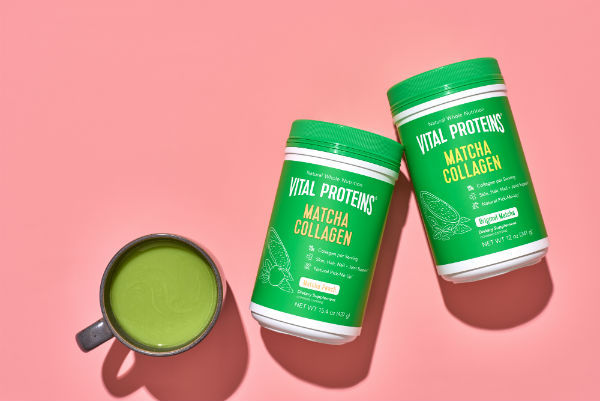 vital proteins matcha collagen two containers and a cup